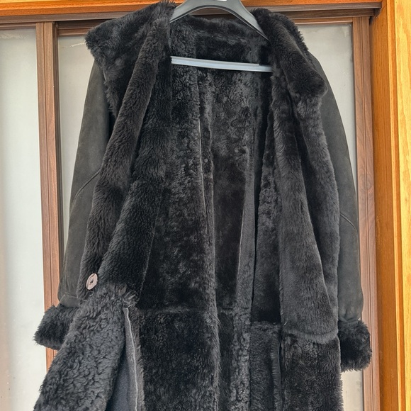 VINTAGE SHEEPSKIN SHEARLING FUR MAXI COAT - Picture 6 of 8